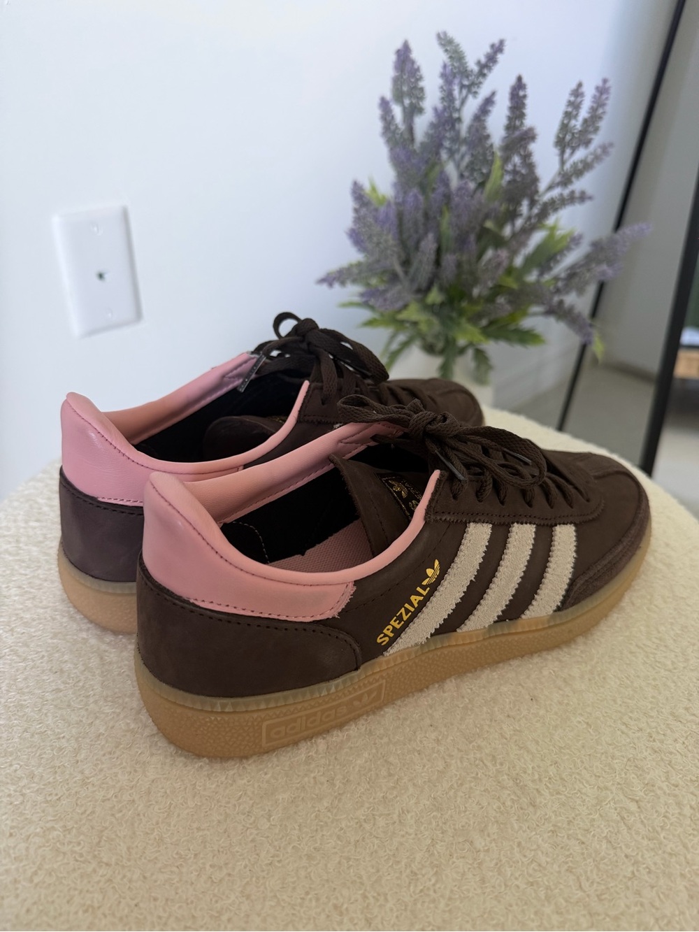 CUTE Adidas Spezial Brown & Pink Suede Sneakers